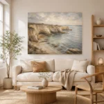 Blue Gray Sandstone Cove Coastal Landscape Wall Art Canvas Print - Image 7
