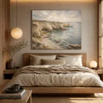 Blue Gray Sandstone Cove Coastal Landscape Wall Art Canvas Print - Image 8
