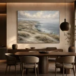 Blue Gray Windswept Coastal Landscape Wall Art Canvas Print - Image 4