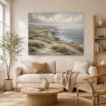 Blue Gray Windswept Coastal Landscape Wall Art Canvas Print - Image 7