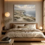 Blue Gray Windswept Coastal Landscape Wall Art Canvas Print - Image 8