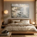 Blue Gray Silver Tide Coastal Landscape Wall Art Canvas Print - Image 8