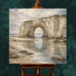 Blue Gray Sea Arch Coastal Landscape Wall Art Canvas Print - Image 2