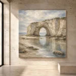 Blue Gray Sea Arch Coastal Landscape Wall Art Canvas Print - Image 3