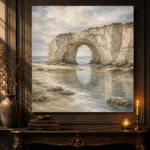 Blue Gray Sea Arch Coastal Landscape Wall Art Canvas Print - Image 4