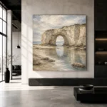 Blue Gray Sea Arch Coastal Landscape Wall Art Canvas Print - Image 5