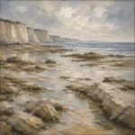 Blue Gray Low Tide Coastal Landscape Wall Art Canvas Print