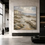 Blue Gray Low Tide Coastal Landscape Wall Art Canvas Print - Image 5