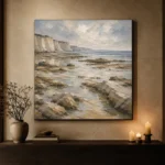 Blue Gray Low Tide Coastal Landscape Wall Art Canvas Print - Image 7
