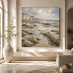 Blue Gray Low Tide Coastal Landscape Wall Art Canvas Print - Image 8