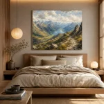 Misty Blue Highland Pass Mountain Landscape Wall Art Canvas Print - Image 8