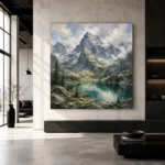 Emerald & Misty Blue Basin Mountain Landscape Wall Art Canvas Print - Image 5