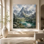 Emerald & Misty Blue Basin Mountain Landscape Wall Art Canvas Print - Image 8