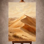 Warm Sand & Ivory Dawn Desert Landscape Wall Art print for elegant interiors. No text or watermarks in design.
