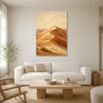 Ivory Dawn Desert Landscape Wall Art Canvas Print styled in a refined neutral interior