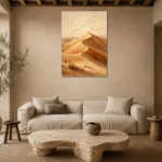 Ivory Dawn Desert Landscape Wall Art Canvas Print presented in a sophisticated home setting