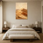 Ivory Dawn Desert Landscape Wall Art Canvas Print showcased in an elegant minimalist interior