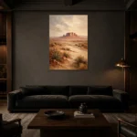 Rust & Sand Desert Landscape Wall Art Canvas Print shown in a warm modern interior