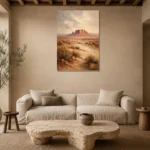 Rust & Sand Desert Landscape Wall Art Canvas Print presented in a sophisticated home setting