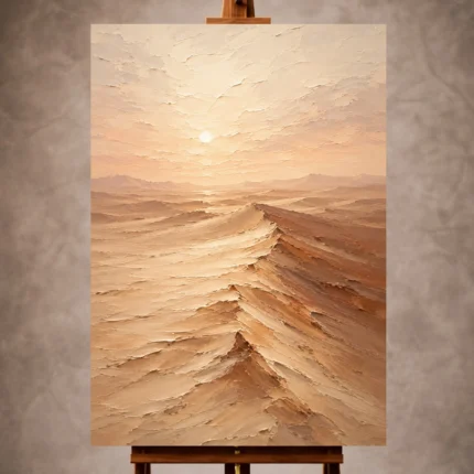 Pearl-Toned Desert Landscape Wall Art print for elegant interiors. No text or watermarks in design.