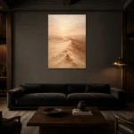 Pearl-Toned Desert Landscape Wall Art Canvas Print shown in a warm modern interior