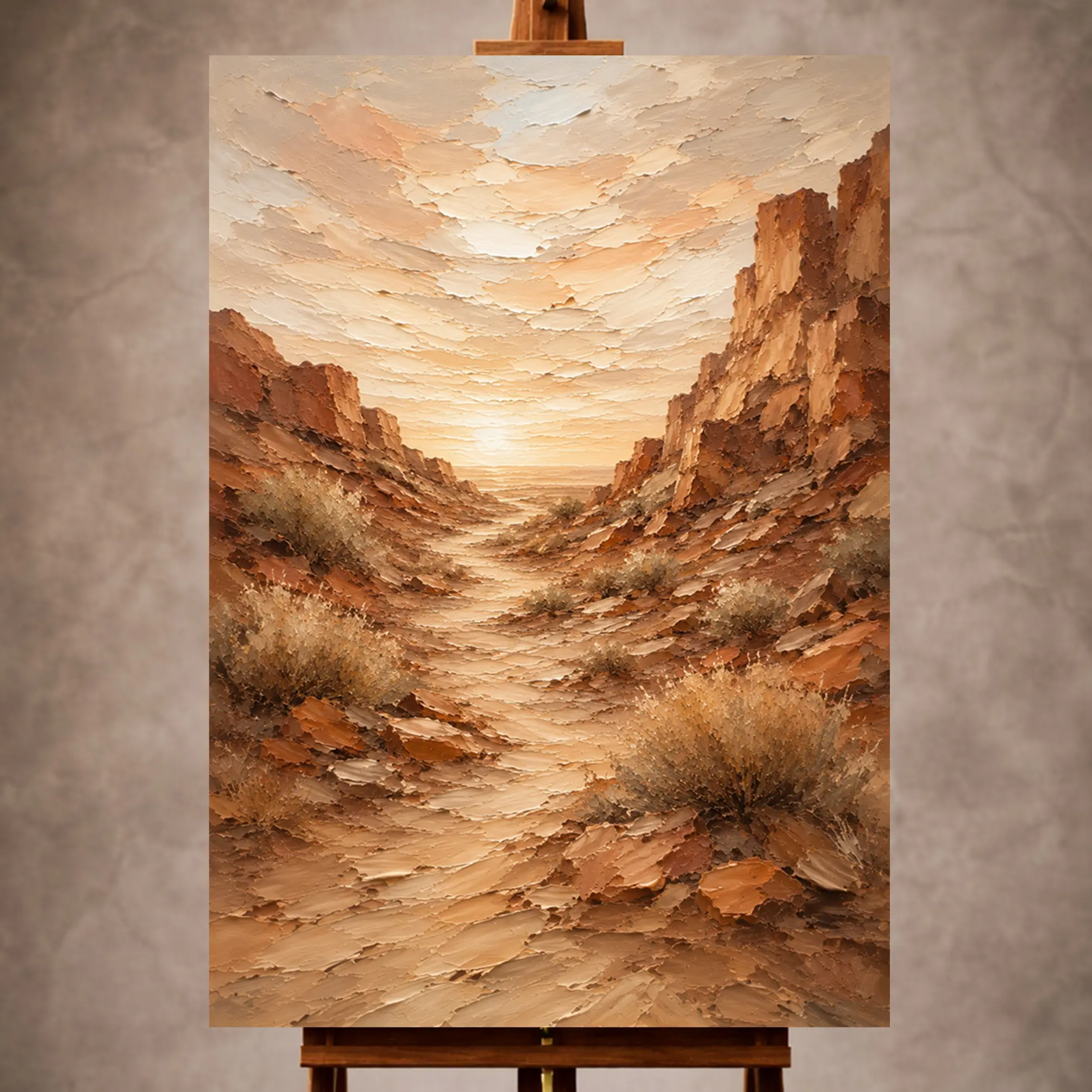 Premium Wall Art Dikey Html Edition – LANDSCPE054 Image 1 Terracotta & Sand Desert Landscape Wall Art print for elegant interiors. No text or watermarks in design.