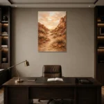 Terracotta & Sand Desert Landscape Wall Art Canvas Print displayed in a contemporary gallery-inspired room