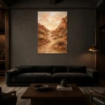 Terracotta & Sand Desert Landscape Wall Art Canvas Print shown in a warm modern interior