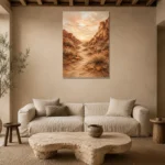 Terracotta & Sand Desert Landscape Wall Art Canvas Print presented in a sophisticated home setting