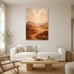 Burnt Sienna & Ivory Desert Landscape Wall Art Canvas Print styled in a refined neutral interior
