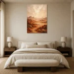 Burnt Sienna & Ivory Desert Landscape Wall Art Canvas Print showcased in an elegant minimalist interior