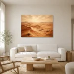 Amber Dunes Desert Landscape Wall Art Canvas Print styled in a refined neutral interior