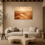 Amber Dunes Desert Landscape Wall Art Canvas Print presented in a sophisticated home setting
