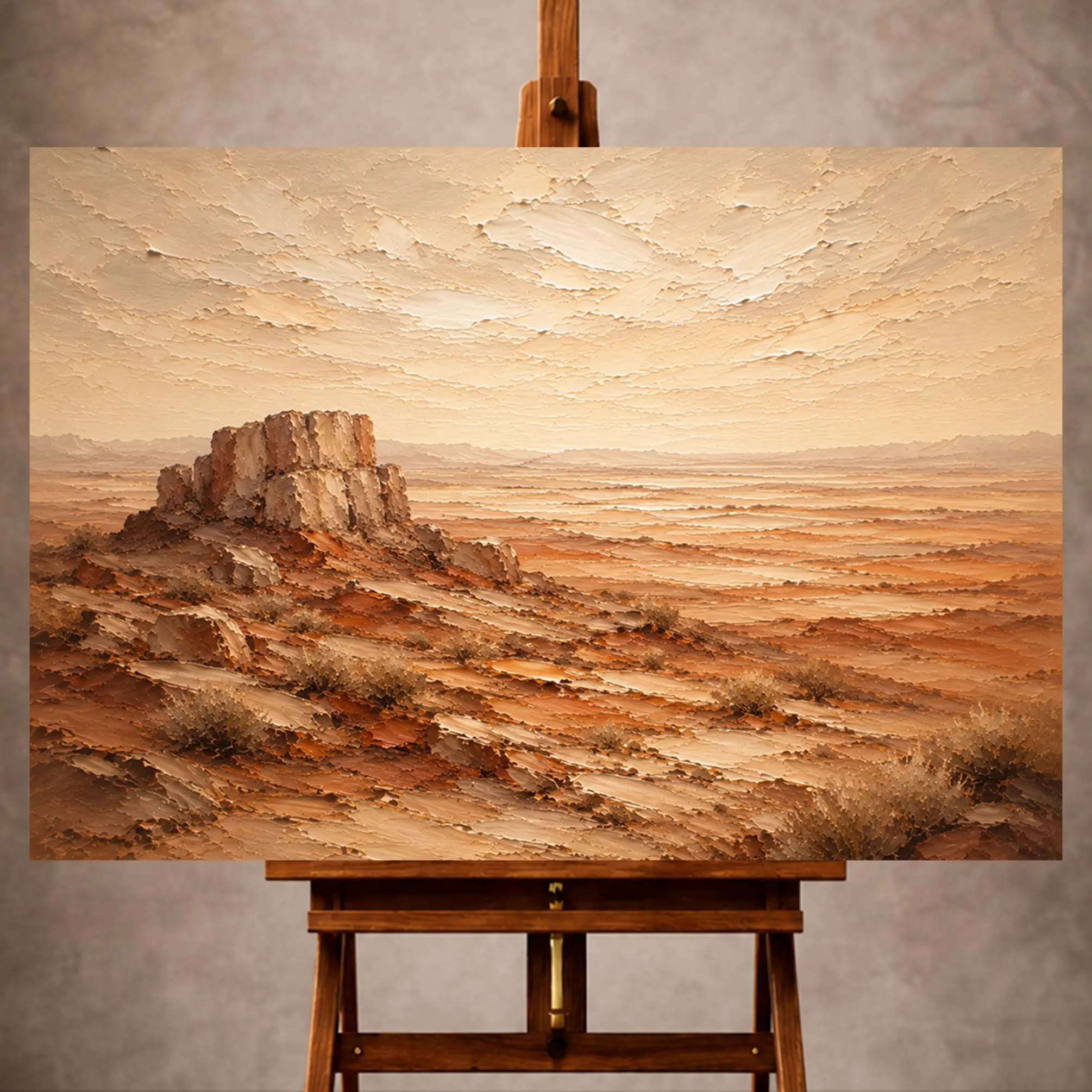 Premium Wall Art Yatay Html Edition – LANDSCPE057 Image 1 Rust & Ivory Desert Landscape Wall Art print for elegant interiors. No text or watermarks in design.