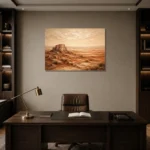 Rust & Ivory Desert Landscape Wall Art Canvas Print displayed in a contemporary gallery-inspired room