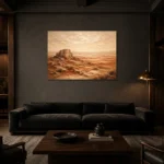 Rust & Ivory Desert Landscape Wall Art Canvas Print shown in a warm modern interior