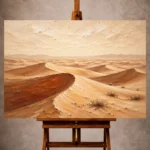 Ivory & Caramel Desert Landscape Wall Art print for elegant interiors. No text or watermarks in design.