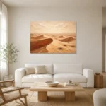 Ivory & Caramel Desert Landscape Wall Art Canvas Print styled in a refined neutral interior