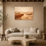 Ivory & Caramel Desert Landscape Wall Art Canvas Print presented in a sophisticated home setting