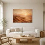Burnt Sienna Dusk Desert Landscape Wall Art Canvas Print styled in a refined neutral interior