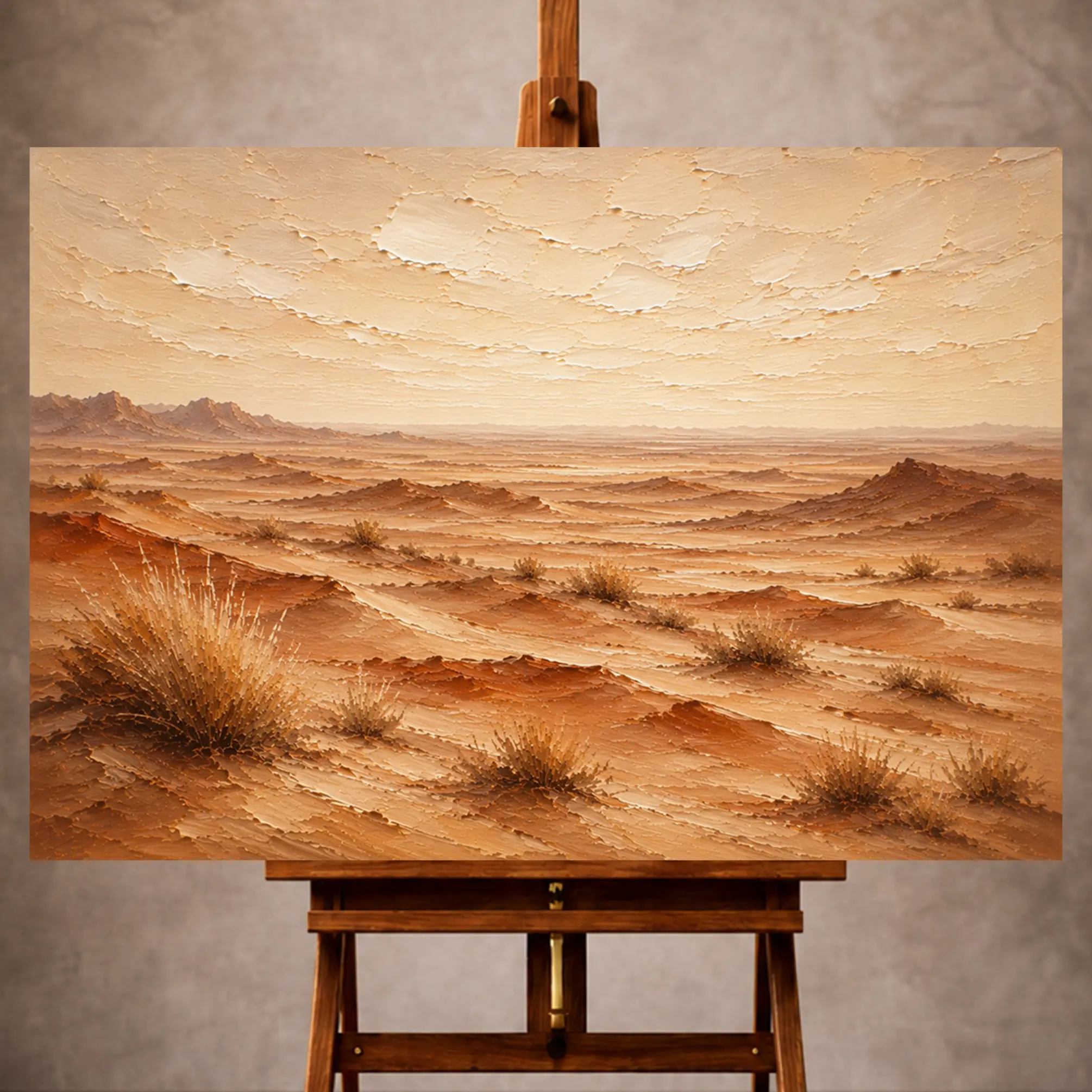 Premium Wall Art Yatay Html Edition – LANDSCPE060 Image 1 Rust & Ivory Desert Landscape Wall Art print for elegant interiors. No text or watermarks in design.