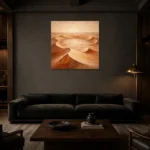 Sand & Ivory Desert Landscape Wall Art Canvas Print shown in a warm modern interior