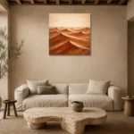 Rust-Toned Desert Landscape Wall Art Canvas Print presented in a sophisticated home setting