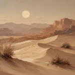 Moonrise Desert Landscape Wall Art Canvas Print