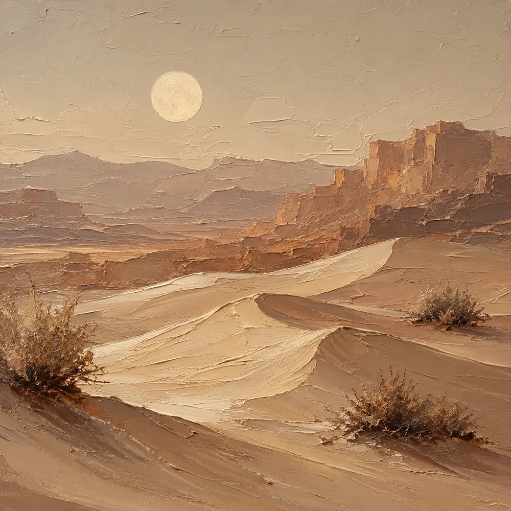 Moonrise Desert Landscape Wall Art Canvas Print