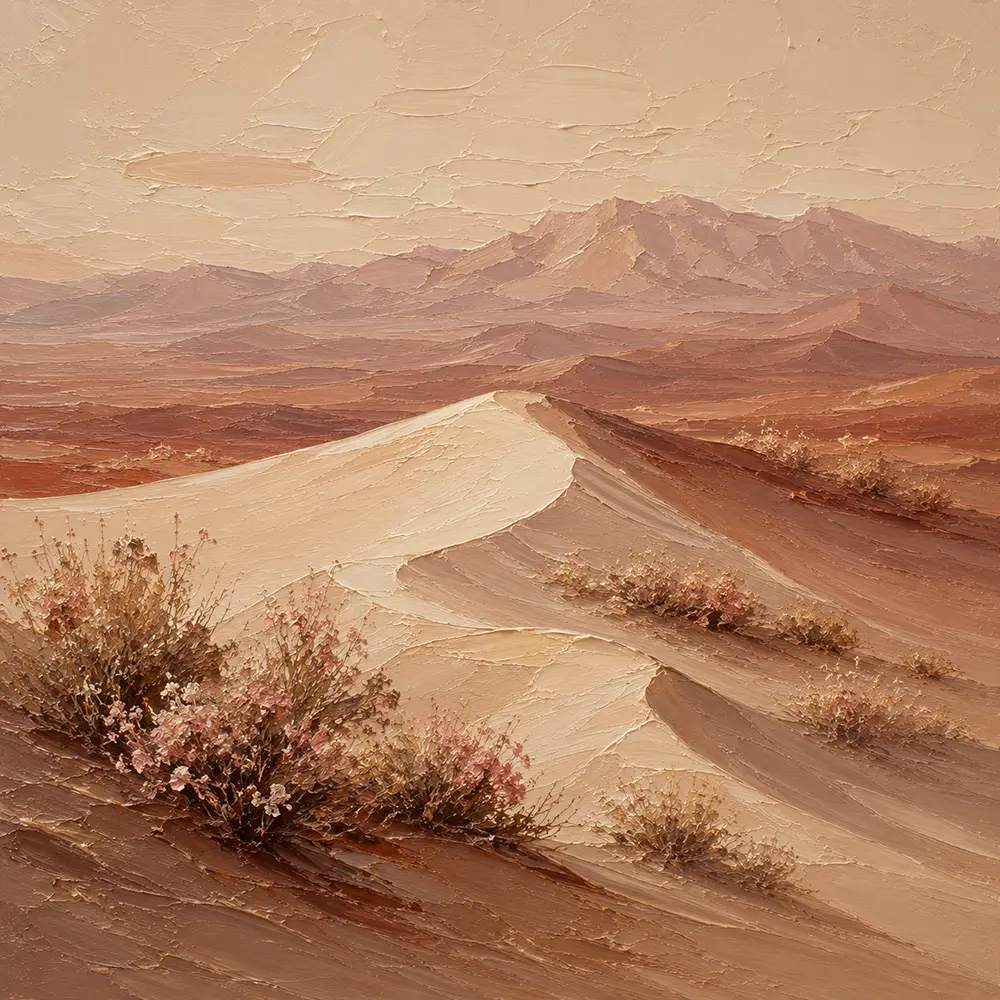 Ivory & Dusty Rose Desert Landscape Wall Art Canvas Print