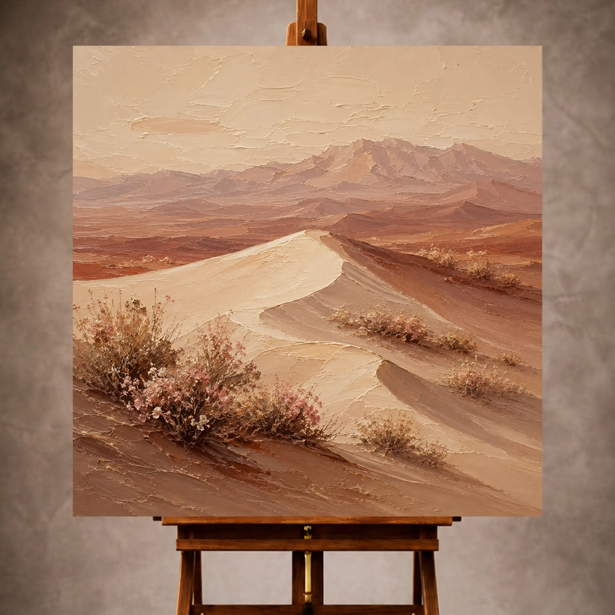 Premium Wall Art Kare Html Edition – LANDSCPE064 Image 1 Ivory & Dusty Rose Desert Landscape Wall Art print for elegant interiors. No text or watermarks in design.