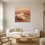 Ivory & Dusty Rose Desert Landscape Wall Art Canvas Print styled in a refined neutral interior