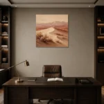 Ivory & Dusty Rose Desert Landscape Wall Art Canvas Print displayed in a contemporary gallery-inspired room
