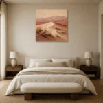 Ivory & Dusty Rose Desert Landscape Wall Art Canvas Print showcased in an elegant minimalist interior
